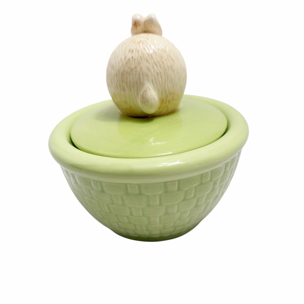 Hallmark | Ceramic Bunny Lidded Candy Dish in Light Green Easter Spring - Picture 6 of 9
